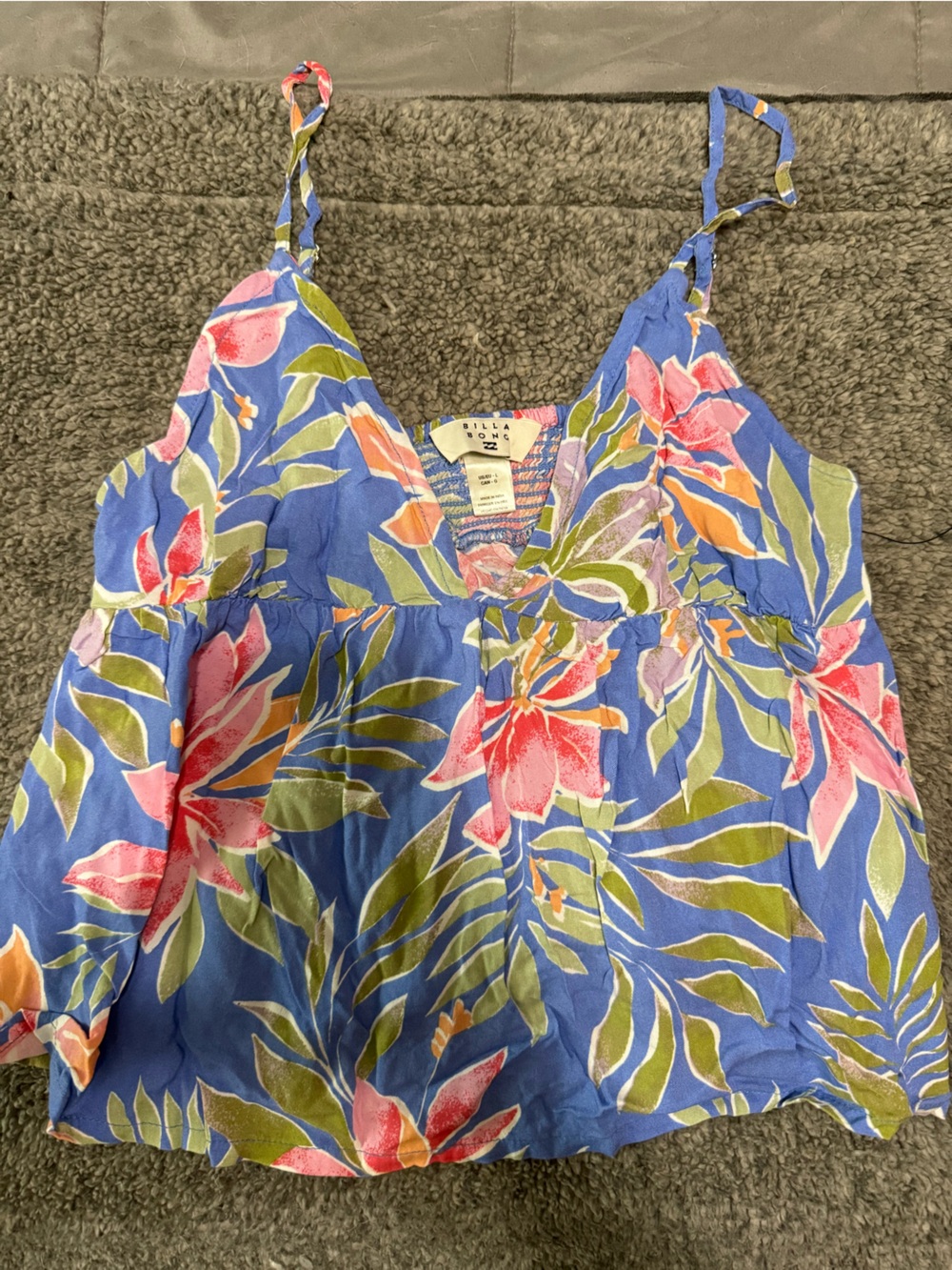 Billabong Blue Floral Spaghetti-Strap Cami